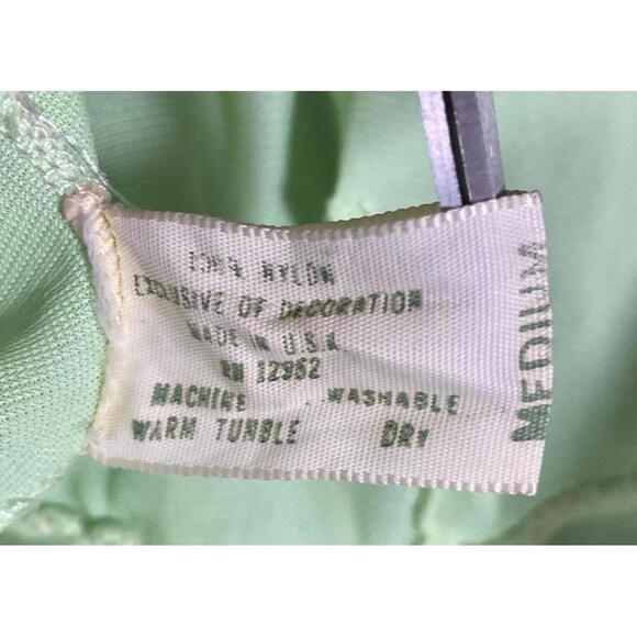 1960's Mint Green Chiffon Nightgown size M Empire Waist Maxi Nightgown - Picture 8 of 10